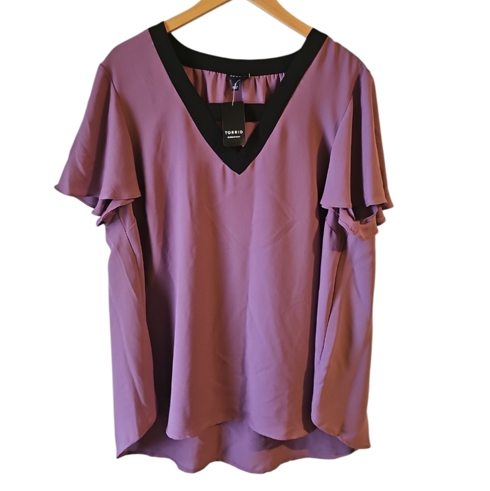Torrid sz 2 Purple V-Neck Georgette blouse sz 2X new with tags WT328 - Picture 6 of 8